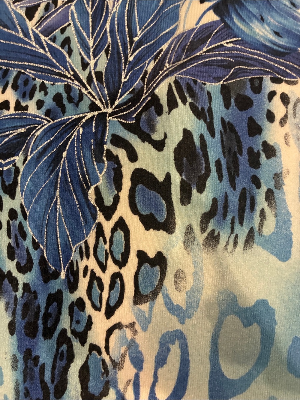 Cache Blue Beaded Tropical Animal Print Stretch Top XS Y2K - Picture 9 of 15